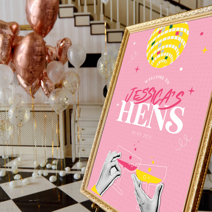 Disco Hens Welcome Sign