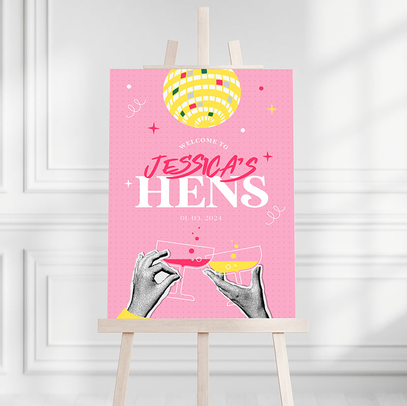 Disco Hens Welcome Sign