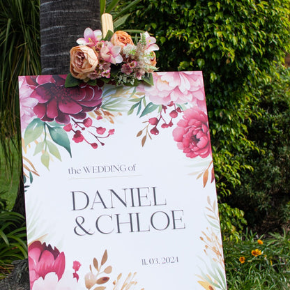 Peony Wedding Welcome Sign