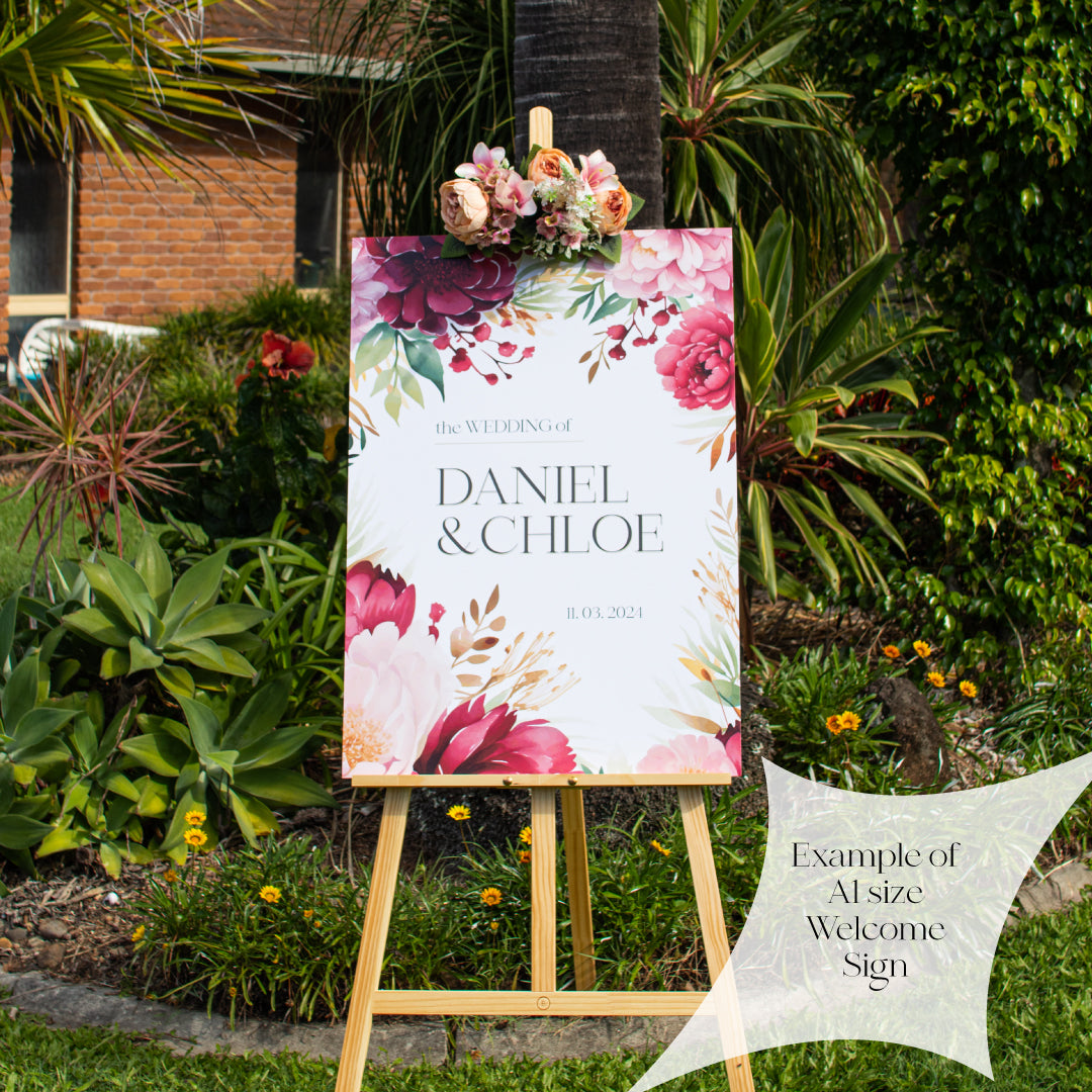 Peony Wedding Welcome Sign