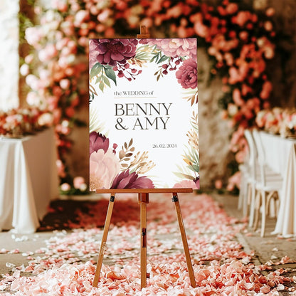 Peony Wedding Welcome Sign