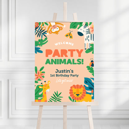 Party Animals Kids Birthday Welcome Sign